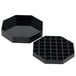A black plastic octagonal drip tray with removable grate.