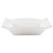 A CAC Times Square bright white square china soup plate with a curved edge.