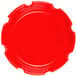 A red plastic ashtray with a white background.