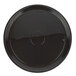 A black round catering tray with a circular design and a black band around the edge.