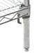 A Metro chrome wire shelving unit with 4 shelves and metal rods.
