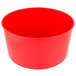 A red plastic bowl for a Choice beverage dispenser on a white background.