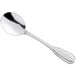 An Acopa Saxton stainless steel bouillon spoon with a handle.