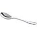 An Acopa Saxton stainless steel bouillon spoon with a silver handle.
