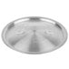 A silver stainless steel Vollrath Arkadia sauce pan lid with a metal handle.