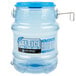 A San Jamar Saf-T-Ice Tote snap-tight lid on a large plastic container with a handle.