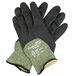 A pair of Cordova black and green work gloves with black foam nitrile coating.
