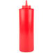A red Choice squeeze bottle with a white lid.