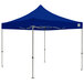 A blue Caravan Canopy tent with white text on the sides.
