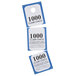 A box of 1000 Choice blue and white paper coat check tickets.