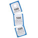 A box of 500 Choice blue paper coat check tickets.