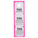 A pink and white Choice paper coat room check ticket with the words "500" on it.