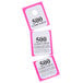 A box of 500 Choice pink paper coat room check tickets.