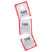 A white box of 500 Choice red paper coat check tickets.