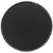 A black round Matfer Bourgeat carbon steel pizza pan on a white background.