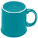 A turquoise Fiesta Java Mug with a white rim and handle.