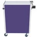 A purple and silver Lakeside utility cart with wheels.