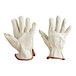 A pair of Cordova grain pigskin driver's gloves with red stitching.