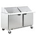 A Beverage-Air stainless steel 2 door refrigerated sandwich prep table.