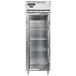 A Continental 26" Glass Door Reach-In Refrigerator with stainless steel trim.