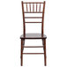 A Flash Furniture Hercules Fruitwood Chiavari stacking chair with a wooden seat.