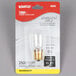 A package of Satco S4722 clear incandescent indicator light bulbs.