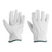 A pair of Cordova white leather driver's gloves with green trim.