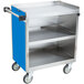 A blue Lakeside utility cart with shelves and wheels.
