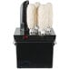 A black Campus Products electric glass polisher with white mops.