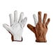 A pair of Cordova brown and white leather gloves.