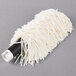 A white mop with a black plastic cap.