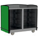 A green and black Lakeside full-service hydration cart with shelves.