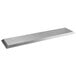 A long rectangular stainless steel Acopa appetizer tray with an angled brim.