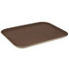 A brown rectangular non-skid fiberglass serving tray.