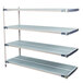 A MetroMax i add-on shelving kit with four shelves on wheels.