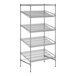 A Regency chrome wire shelving unit with angled shelves.