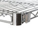 A Metro Super Erecta wire shelf with metal clips.