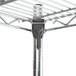 A Metro Super Erecta chrome wire shelving unit with metal shelves and metal rods.