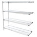 A Metro Super Erecta chrome wire add on shelving unit with three shelves.