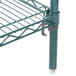 A Metroseal 3 metal shelf on a wire shelving unit.