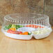 A Fineline white plastic 5-compartment tray with vegetables.