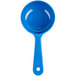 A blue plastic Carlisle measuring spoon with a handle.