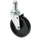 A black Channel 5" square stem caster with a silver wheel.