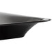 A black plastic square catering tray with a curved edge.