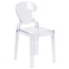 A clear plastic chair with a clear back.