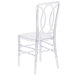 A Flash Furniture clear plastic Chiavari chair with an oval back.