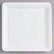 A white Fineline square plastic catering tray with a small hole in the middle.