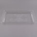 A clear plastic Fineline rectangular catering tray.