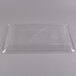 A clear plastic Fineline rectangular catering tray.