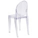 A Flash Furniture clear plastic chair with an oval back.